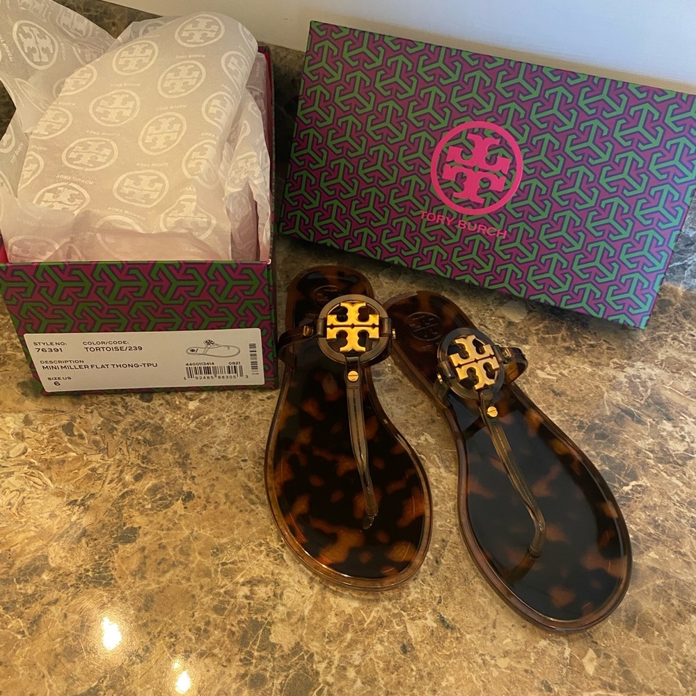NWT Authentic Tory Burch tortoise sandals